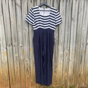 Vintage Striped Navy Jumpsuit